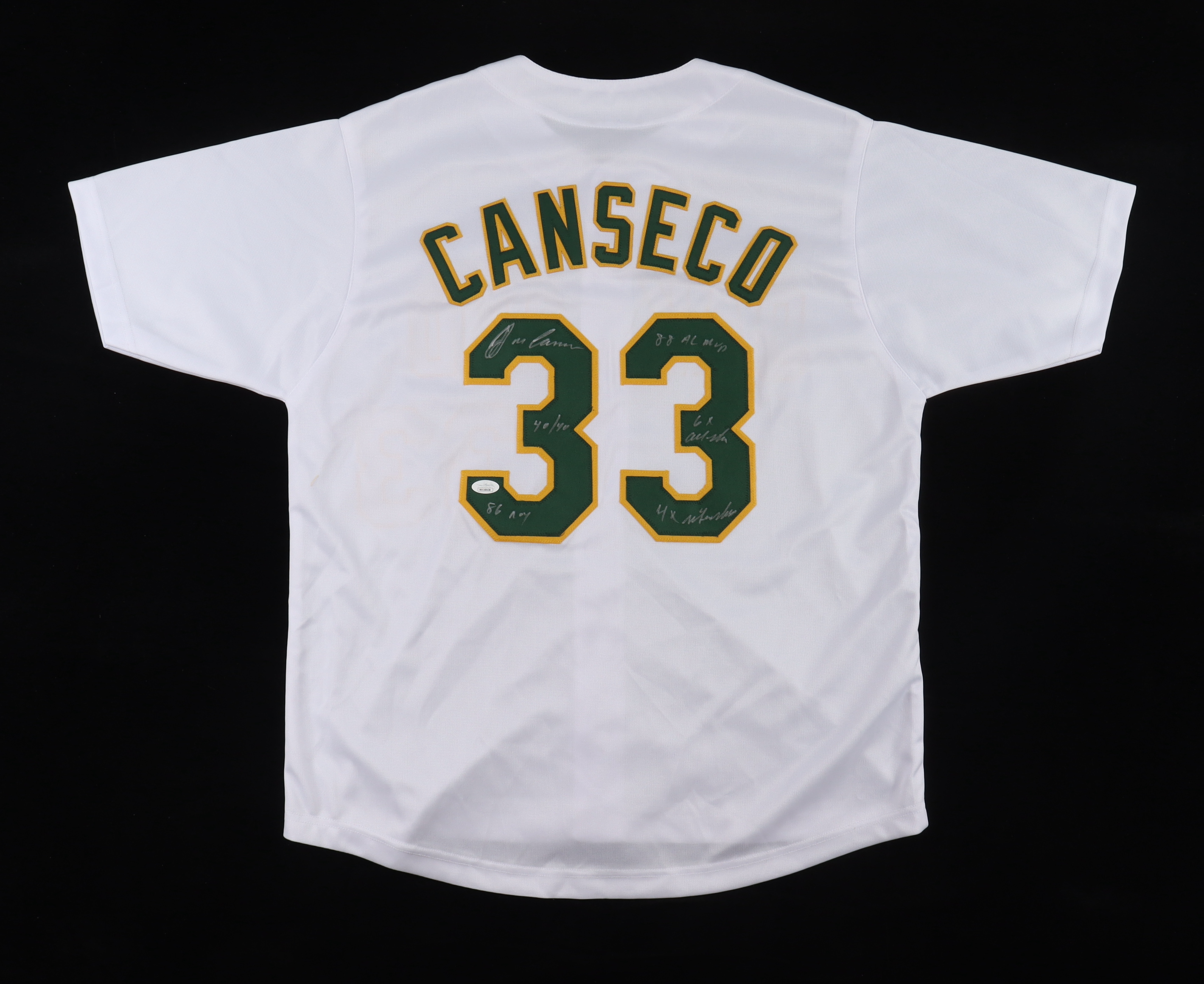 Jose Canseco Signed Jersey With Multiple Stat Inscriptions (JSA) at PristineAuction.com Jose Canseco Signed Jersey With Multiple Stat Inscriptions (JSA) at PristineAuction.com