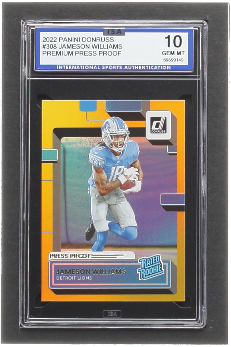 Jameson Williams 2022 Donruss Press Proof Premium #308 RR RC (ISA 10) at PristineAuction.com Jameson Williams 2022 Donruss Press Proof Premium #308 RR RC (ISA 10) at PristineAuction.com