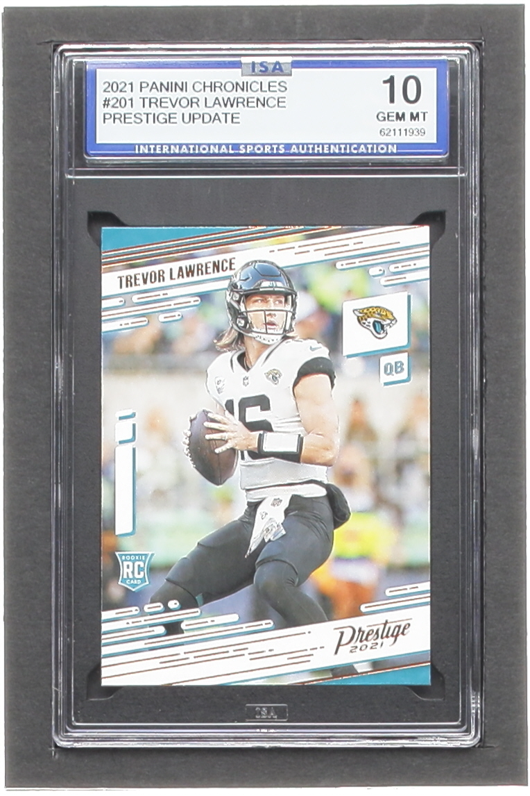 Trevor Lawrence 2021 Panini Chronicles Luminance Update Rookies #201 RC (ISA 10) at PristineAuction.com Trevor Lawrence 2021 Panini Chronicles Luminance Update Rookies #201 RC (ISA 10) at PristineAuction.com