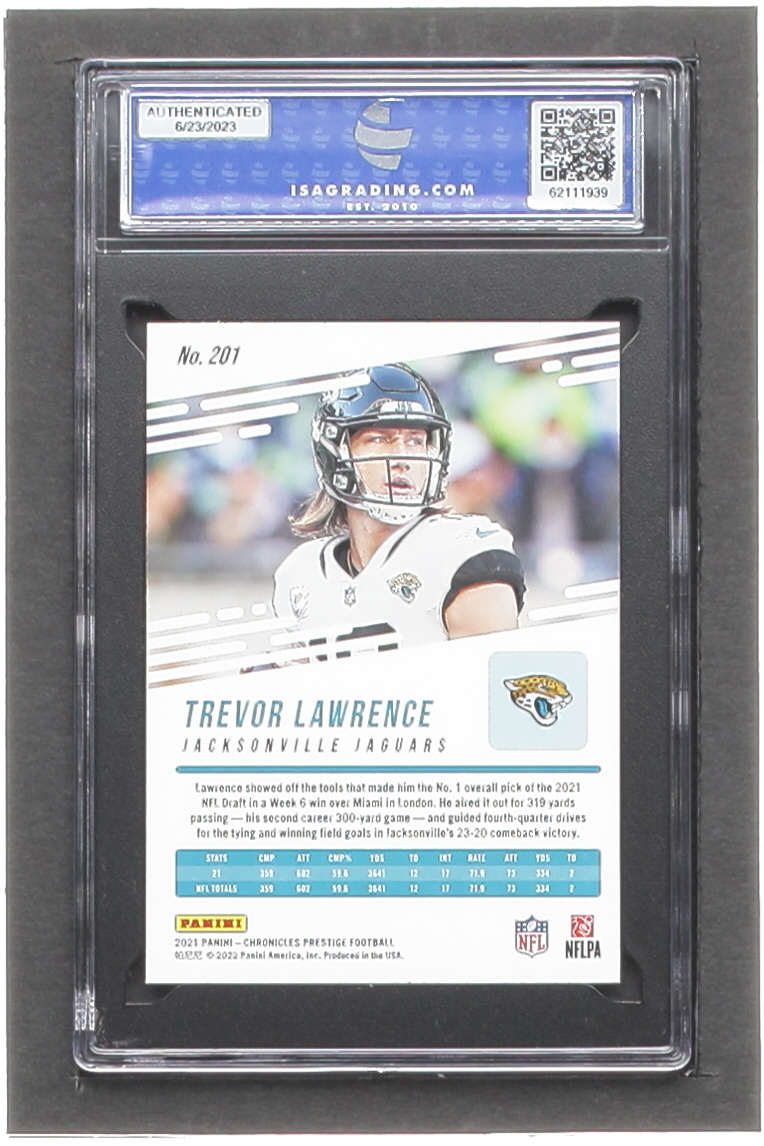 Trevor Lawrence 2021 Panini Chronicles Luminance Update Rookies #201 RC (ISA 10) at PristineAuction.com Trevor Lawrence 2021 Panini Chronicles Luminance Update Rookies #201 RC (ISA 10) at PristineAuction.com