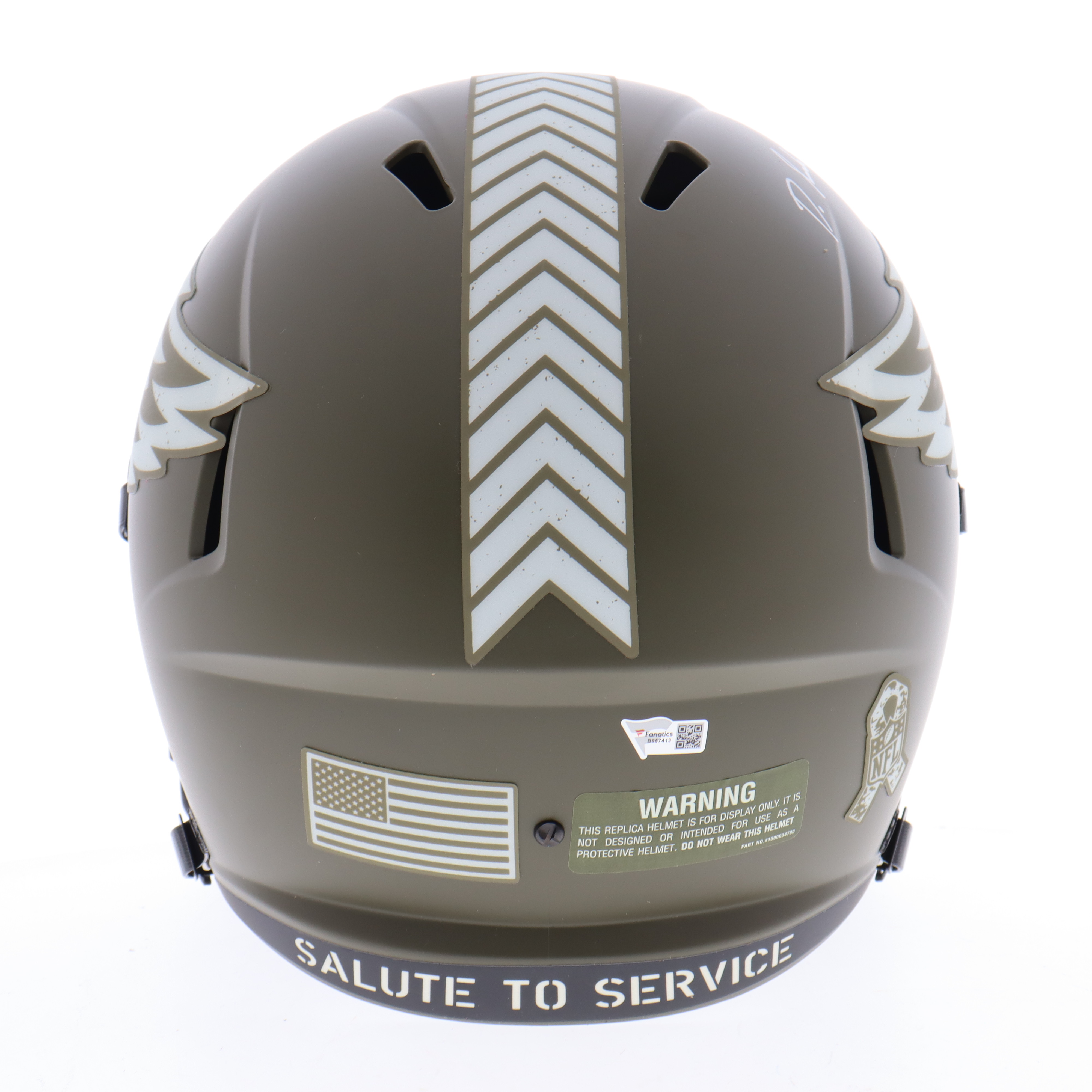 DeVonta Smith Signed Eagles Full-Size Salute to Service Alternate Speed Helmet (Fanatics) at PristineAuction.com DeVonta Smith Signed Eagles Full-Size Salute to Service Alternate Speed Helmet (Fanatics) at PristineAuction.com