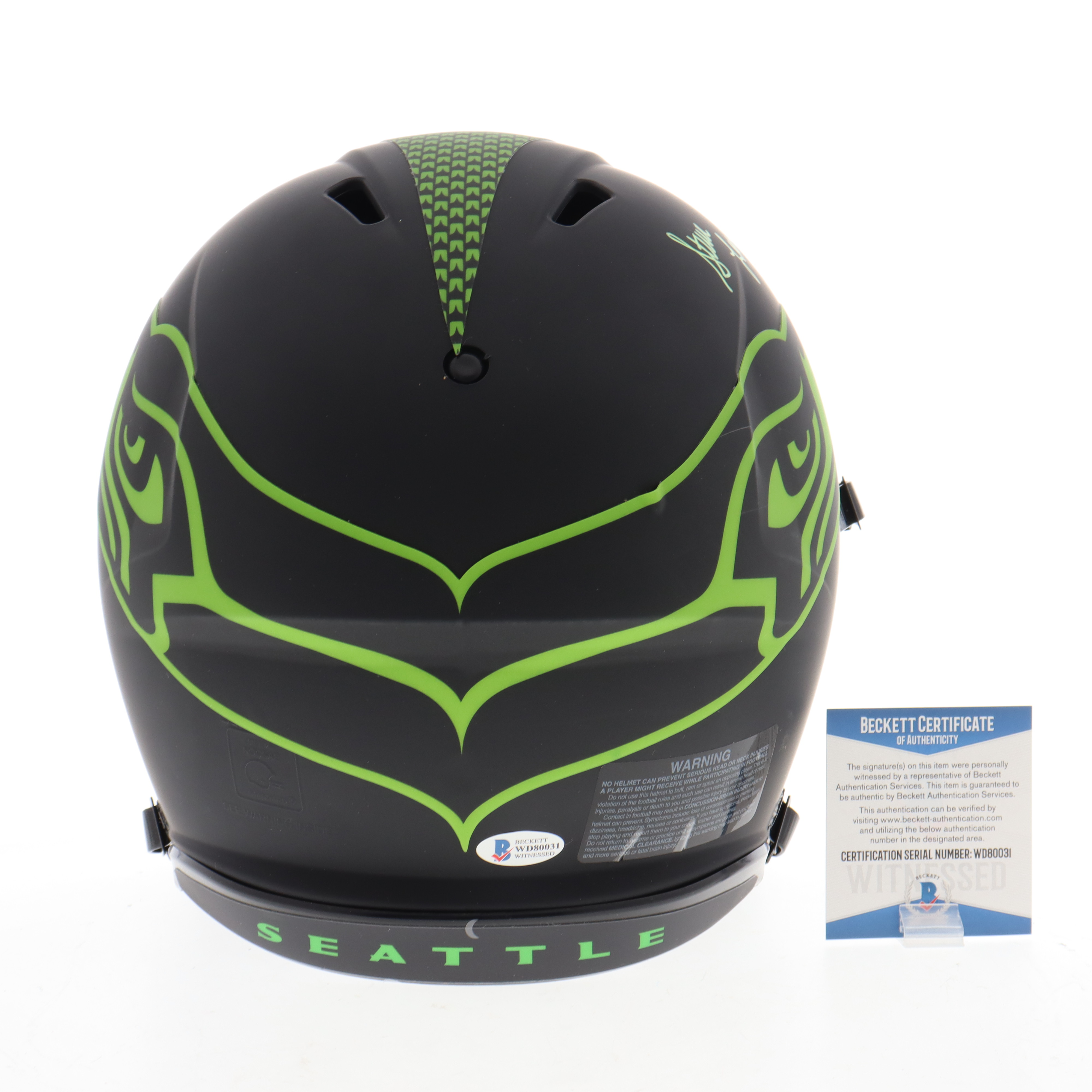Steve Largent Signed Seahawks Full-Size Authentic On-Field Eclipse Alternate Speed Helmet (Beckett) at PristineAuction.com Steve Largent Signed Seahawks Full-Size Authentic On-Field Eclipse Alternate Speed Helmet (Beckett) at PristineAuction.com