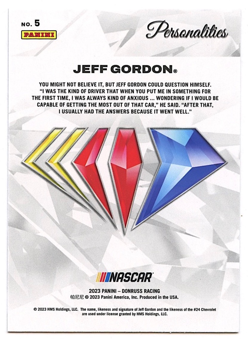 Jeff Gordon 2023 Donruss NASCAR 75th Anniversary #5 SP at PristineAuction.com Jeff Gordon 2023 Donruss NASCAR 75th Anniversary #5 SP at PristineAuction.com