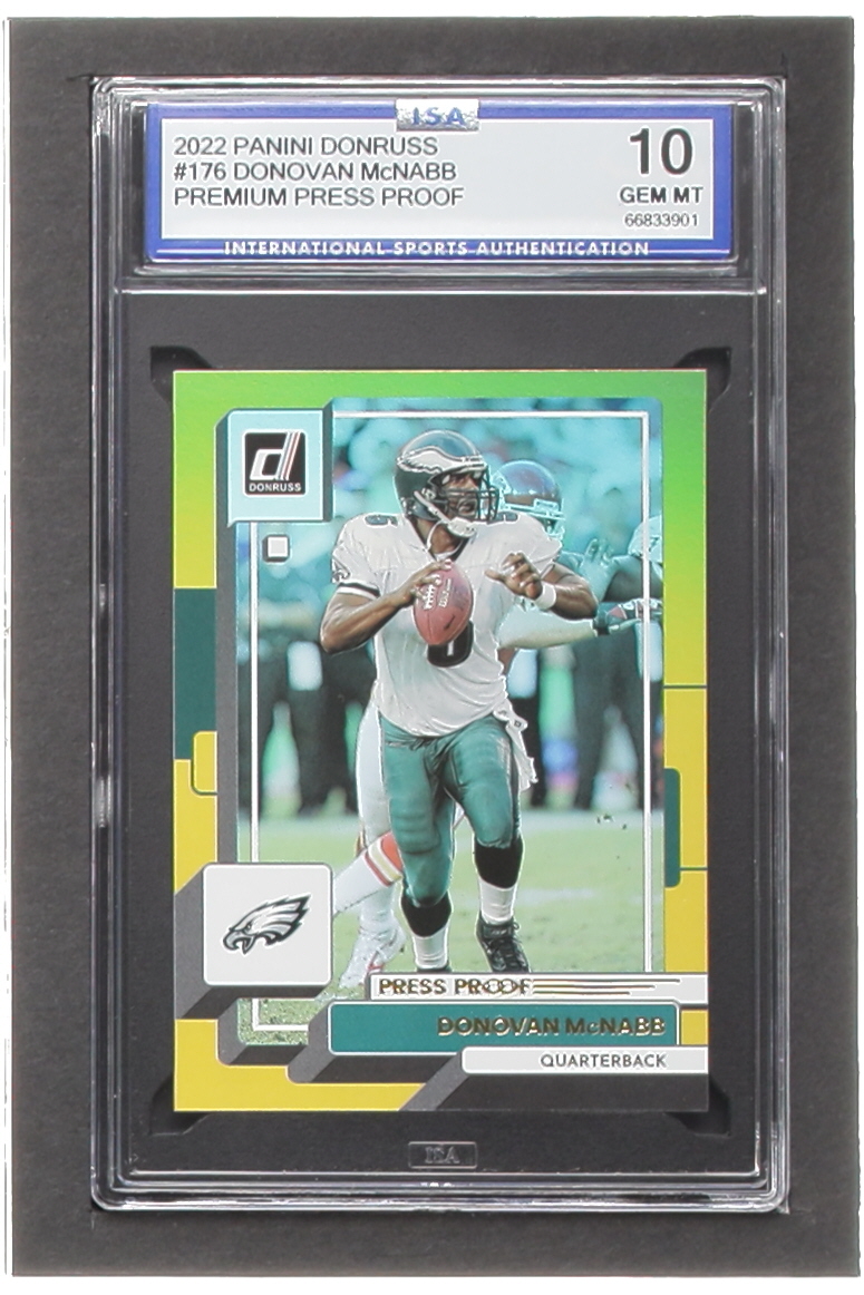 Donovan McNabb 2022 Donruss Press Proof Premium #176 (ISA 10) at PristineAuction.com Donovan McNabb 2022 Donruss Press Proof Premium #176 (ISA 10) at PristineAuction.com