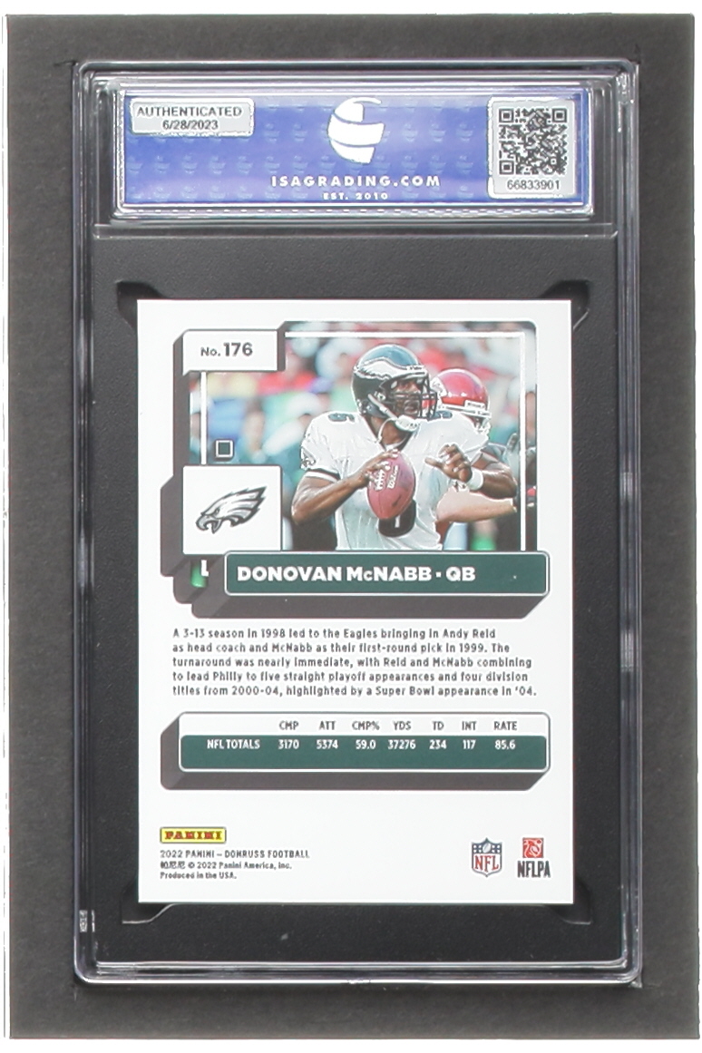 Donovan McNabb 2022 Donruss Press Proof Premium #176 (ISA 10) at PristineAuction.com Donovan McNabb 2022 Donruss Press Proof Premium #176 (ISA 10) at PristineAuction.com