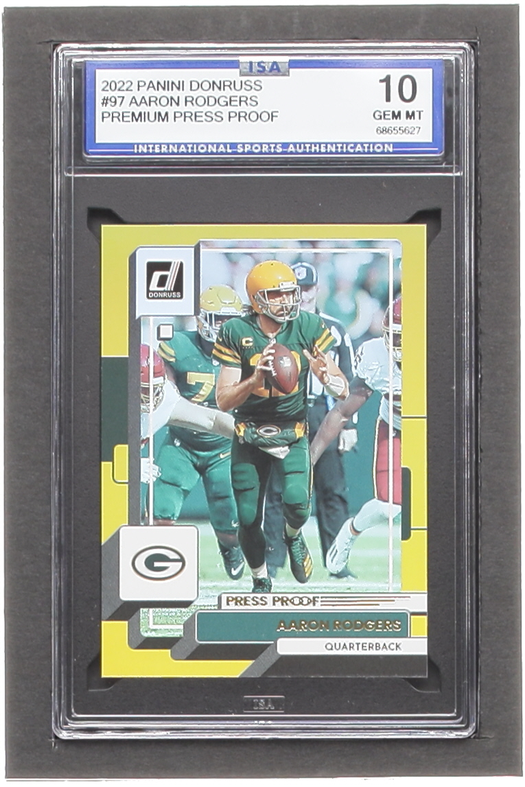 Aaron Rodgers 2022 Donruss Press Proof Premium #97 (ISA 10) at PristineAuction.com Aaron Rodgers 2022 Donruss Press Proof Premium #97 (ISA 10) at PristineAuction.com