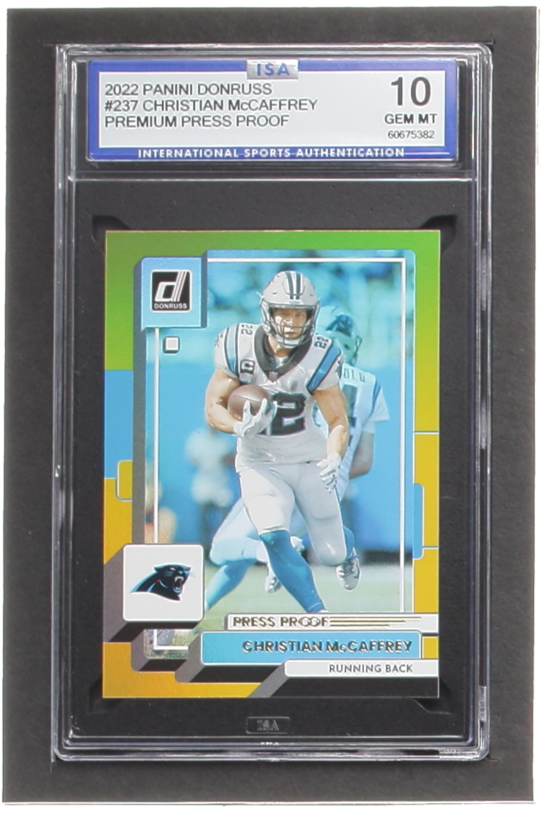 Christian McCaffrey 2022 Donruss Press Proof Premium #237 (ISA 10) at PristineAuction.com Christian McCaffrey 2022 Donruss Press Proof Premium #237 (ISA 10) at PristineAuction.com