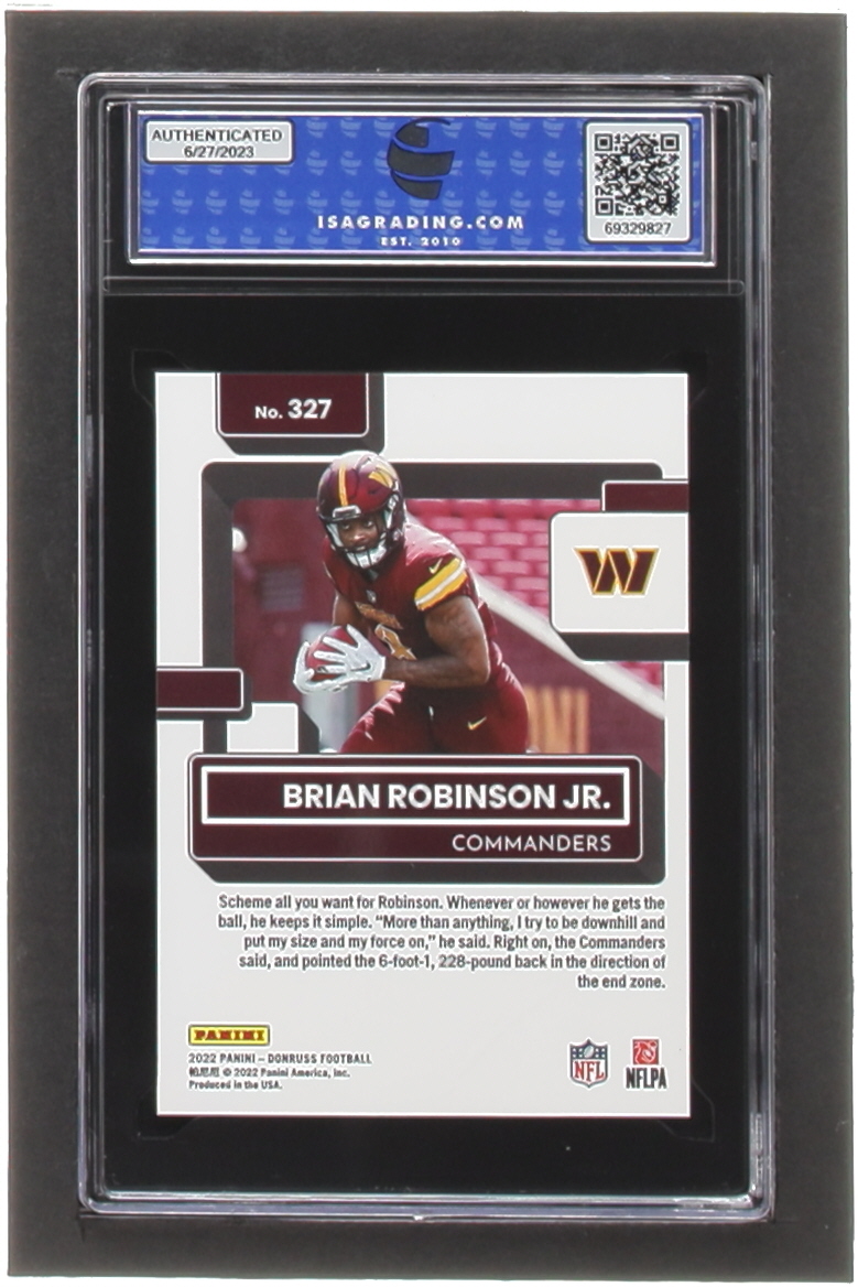 Brian Robinson Jr. 2022 Donruss Press Proof Premium #327 RR RC (ISA 10) at PristineAuction.com Brian Robinson Jr. 2022 Donruss Press Proof Premium #327 RR RC (ISA 10) at PristineAuction.com
