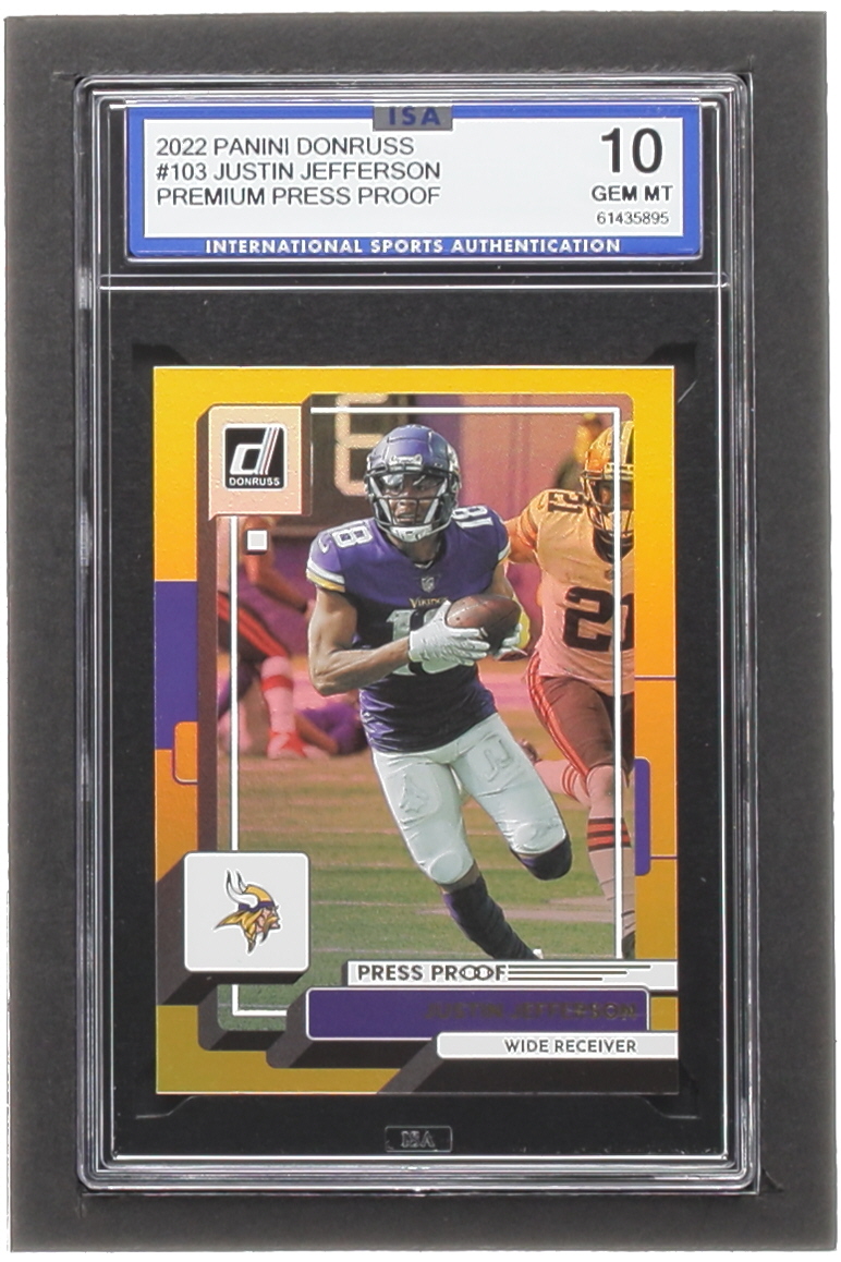 Justin Jefferson 2022 Donruss Press Proof Premium #103 (ISA 10) at PristineAuction.com Justin Jefferson 2022 Donruss Press Proof Premium #103 (ISA 10) at PristineAuction.com