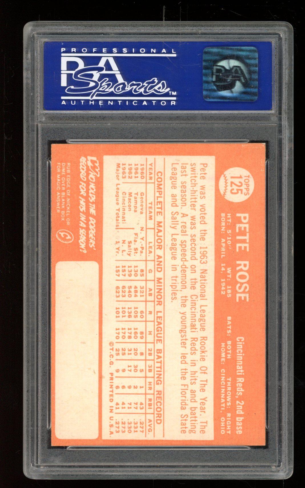 Pete Rose 1964 Topps #125 (PSA 8) (OC) at PristineAuction.com Pete Rose 1964 Topps #125 (PSA 8) (OC) at PristineAuction.com