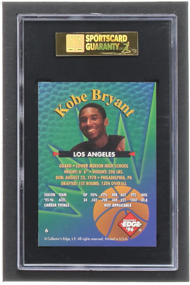 Kobe Bryant 1996 Collector's Edge #6 RC (SGC 8.5) at PristineAuction.com Kobe Bryant 1996 Collector's Edge #6 RC (SGC 8.5) at PristineAuction.com
