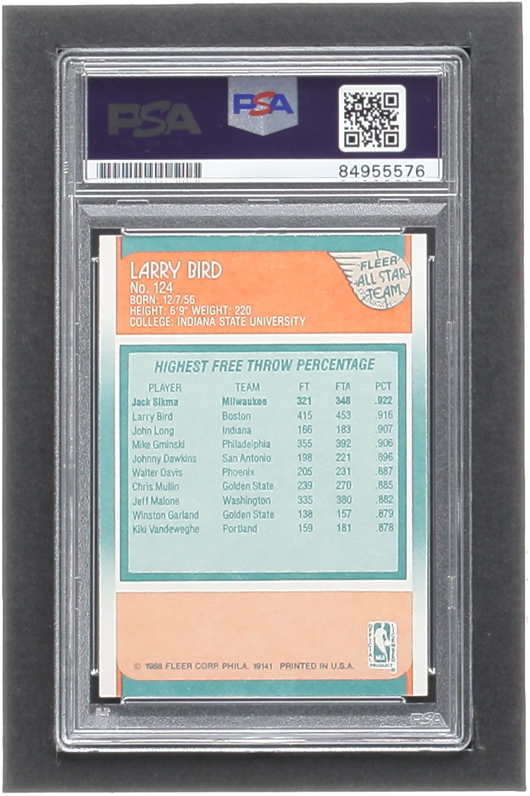 Larry Bird Signed 1988-89 Fleer #124 AS (PSA | Auto 10) at PristineAuction.com Larry Bird Signed 1988-89 Fleer #124 AS (PSA | Auto 10) at PristineAuction.com