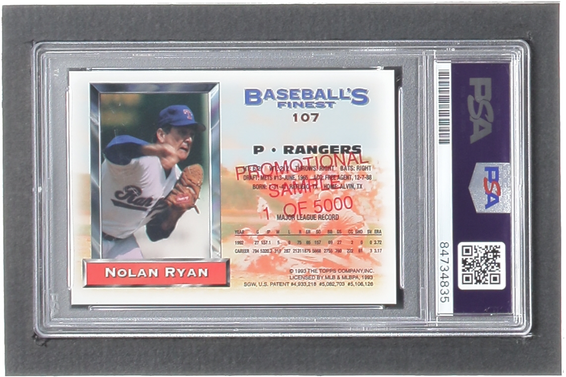 Nolan Ryan Signed 1993 Finest Promos #107 (PSA | Auto 10) at PristineAuction.com Nolan Ryan Signed 1993 Finest Promos #107 (PSA | Auto 10) at PristineAuction.com
