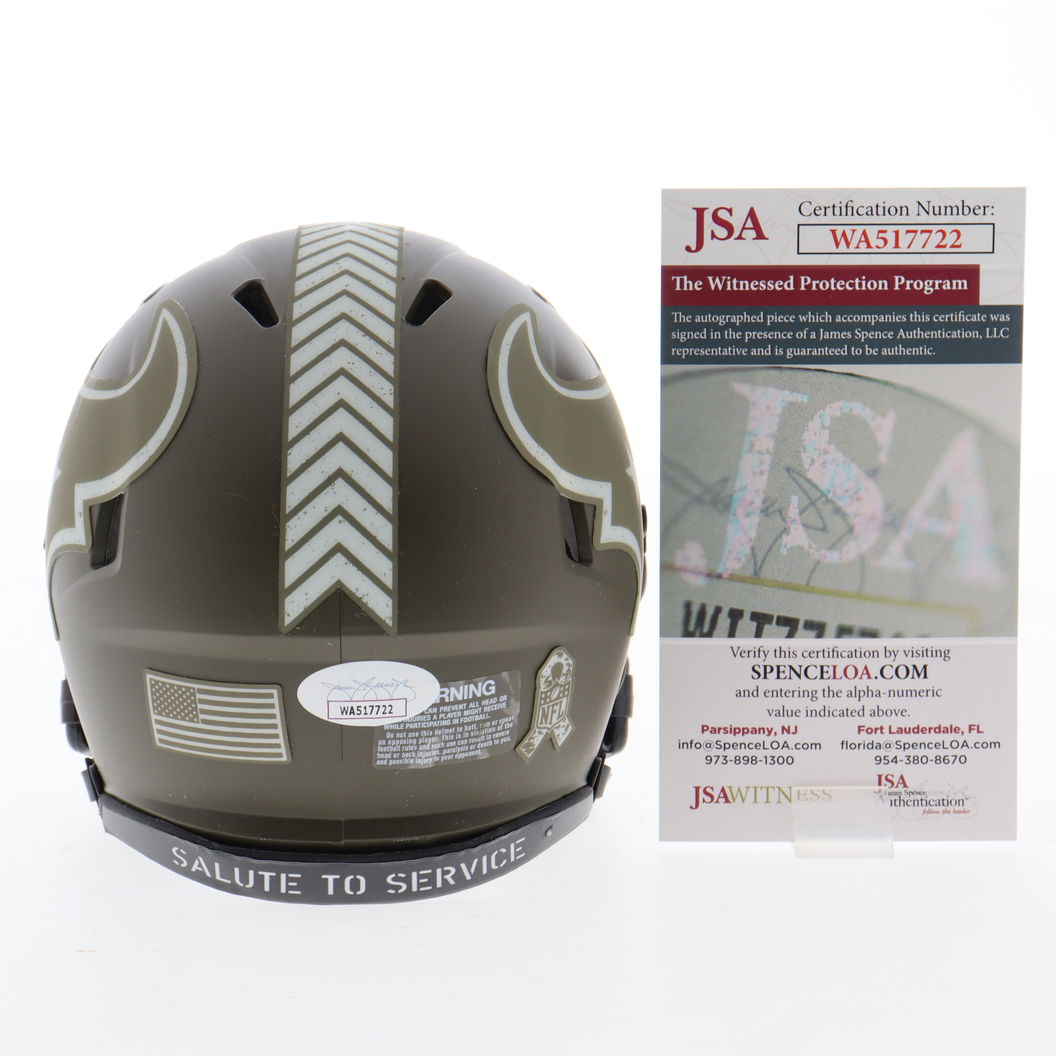 Andre Johnson Signed Texans Salute To Service Speed Mini Helmet (JSA) at PristineAuction.com Andre Johnson Signed Texans Salute To Service Speed Mini Helmet (JSA) at PristineAuction.com