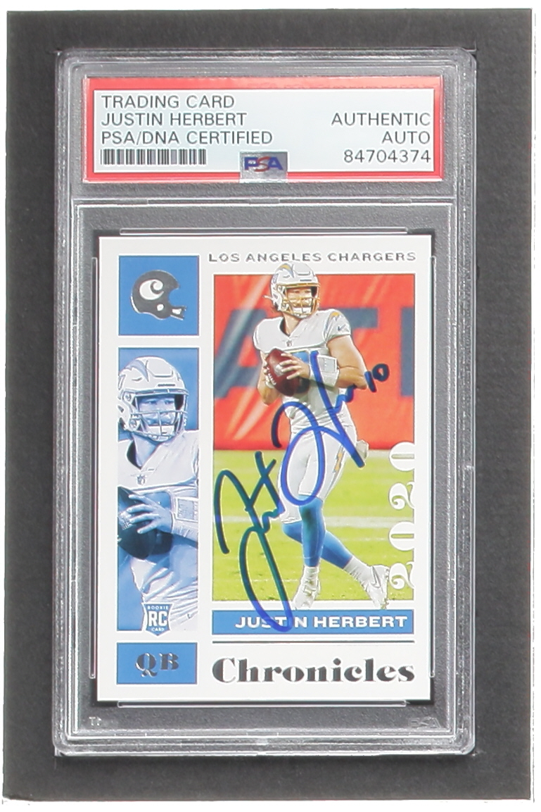 Justin Herbert Signed 2020 Panini Chronicles #53 RC (PSA) at PristineAuction.com Justin Herbert Signed 2020 Panini Chronicles #53 RC (PSA) at PristineAuction.com