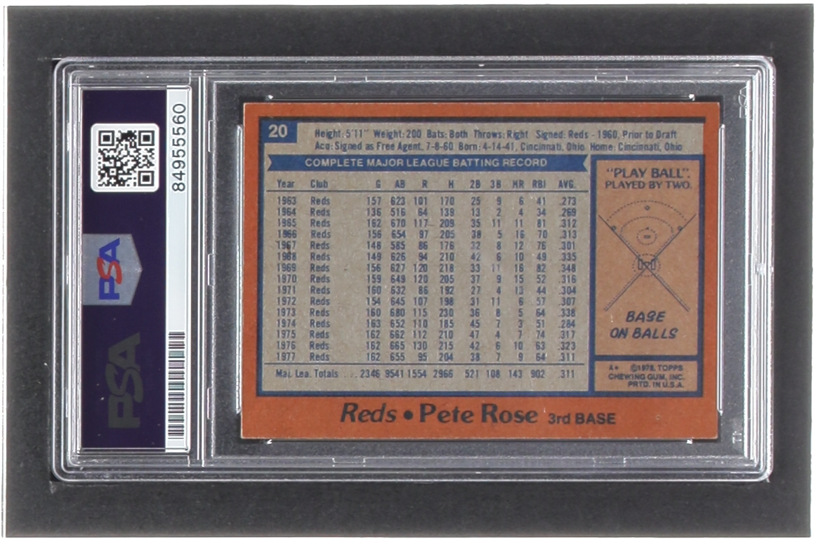 Pete Rose Signed 1978 Topps #20 DP Inscribed "Hit King" (PSA | Auto 10) at PristineAuction.com Pete Rose Signed 1978 Topps #20 DP Inscribed "Hit King" (PSA | Auto 10) at PristineAuction.com