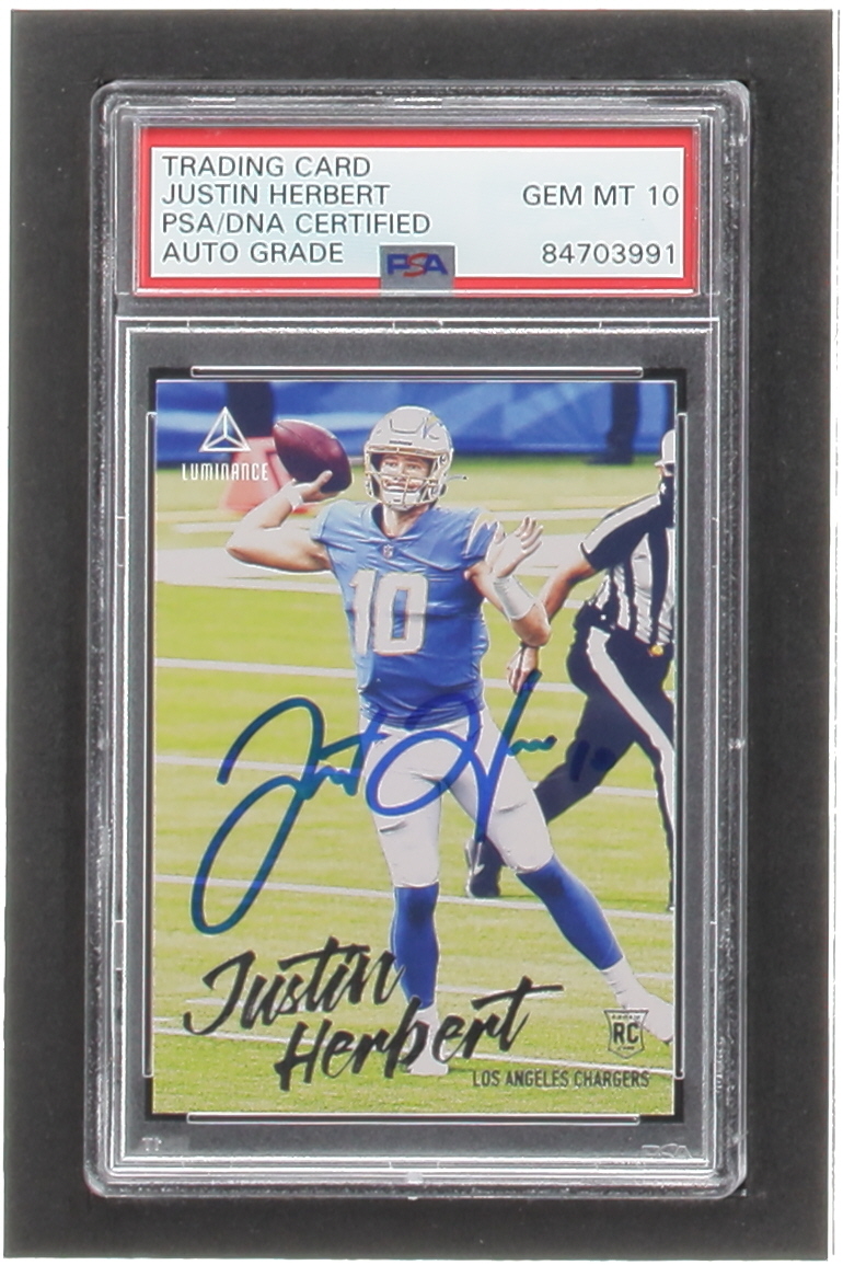 Justin Herbert Signed 2020 Panini Luminance #203 CHRONICLES (PSA | Autograph Graded PSA 10) at PristineAuction.com Justin Herbert Signed 2020 Panini Luminance #203 CHRONICLES (PSA | Autograph Graded PSA 10) at PristineAuction.com