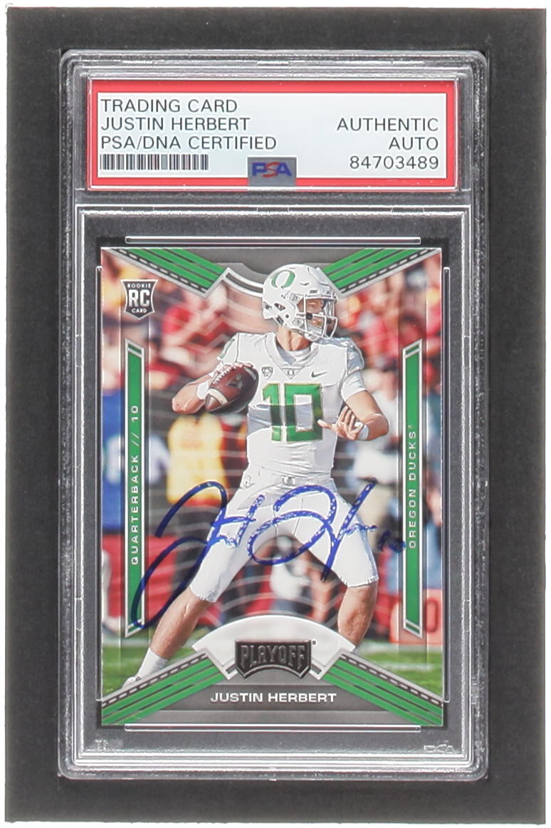 Justin Herbert Signed 2020 Playoff Draft Picks #4 RC (PSA) at PristineAuction.com Justin Herbert Signed 2020 Playoff Draft Picks #4 RC (PSA) at PristineAuction.com