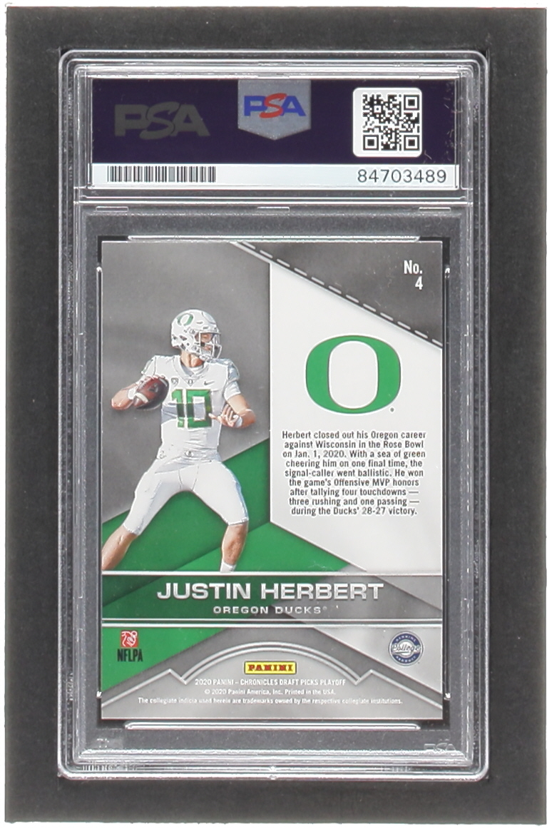 Justin Herbert Signed 2020 Playoff Draft Picks #4 RC (PSA) at PristineAuction.com Justin Herbert Signed 2020 Playoff Draft Picks #4 RC (PSA) at PristineAuction.com