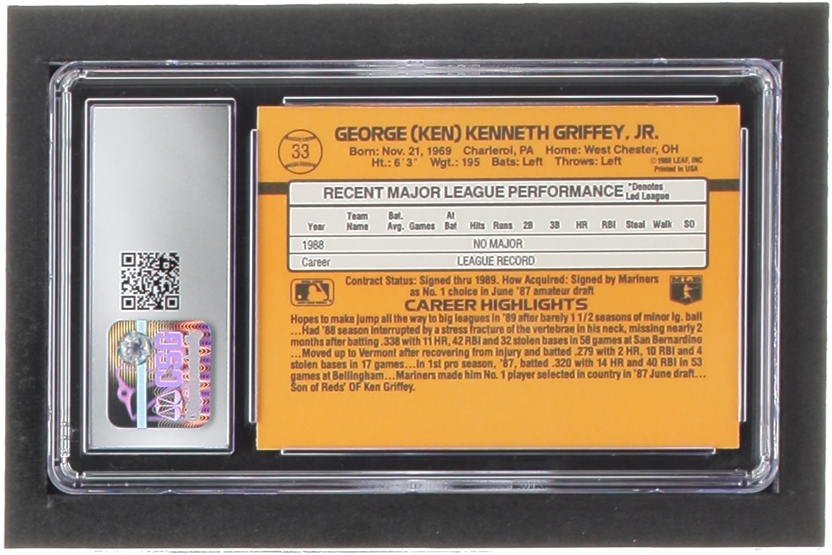 Ken Griffey Jr. 1989 Donruss #33 RR RC (CSG 8.5) at PristineAuction.com Ken Griffey Jr. 1989 Donruss #33 RR RC (CSG 8.5) at PristineAuction.com