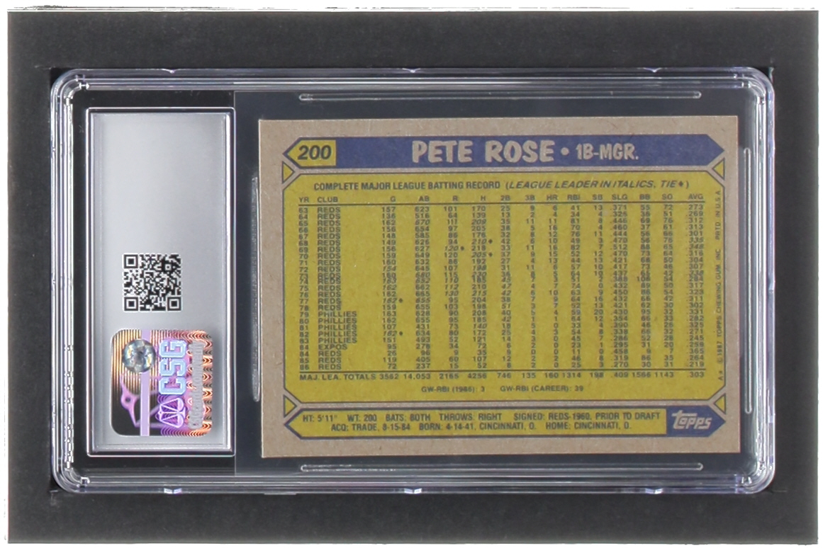 Pete Rose 1987 Topps #200 (CSG 8) at PristineAuction.com Pete Rose 1987 Topps #200 (CSG 8) at PristineAuction.com