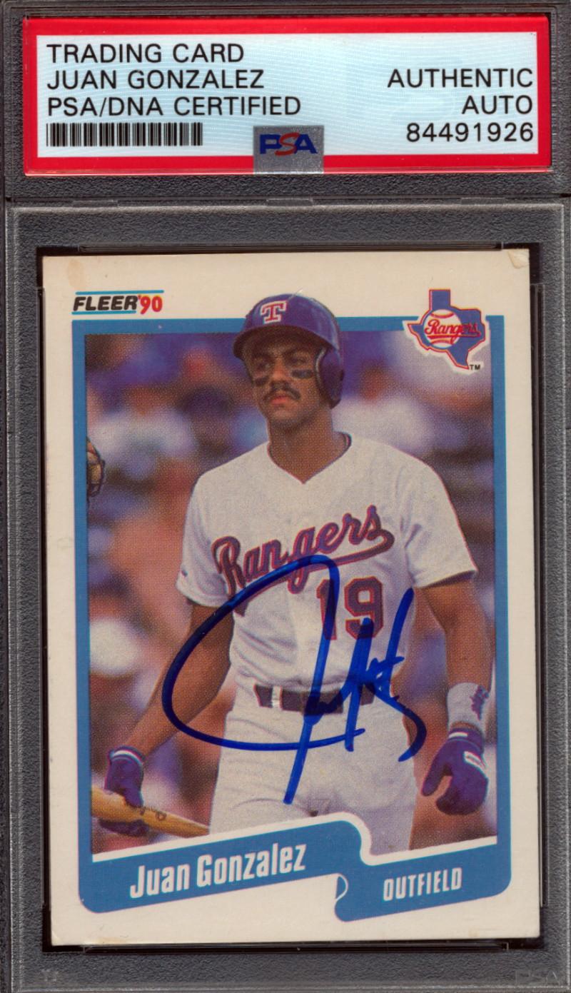 Juan Gonzalez Signed 1990 Fleer #297 RC (PSA) at PristineAuction.com Juan Gonzalez Signed 1990 Fleer #297 RC (PSA) at PristineAuction.com