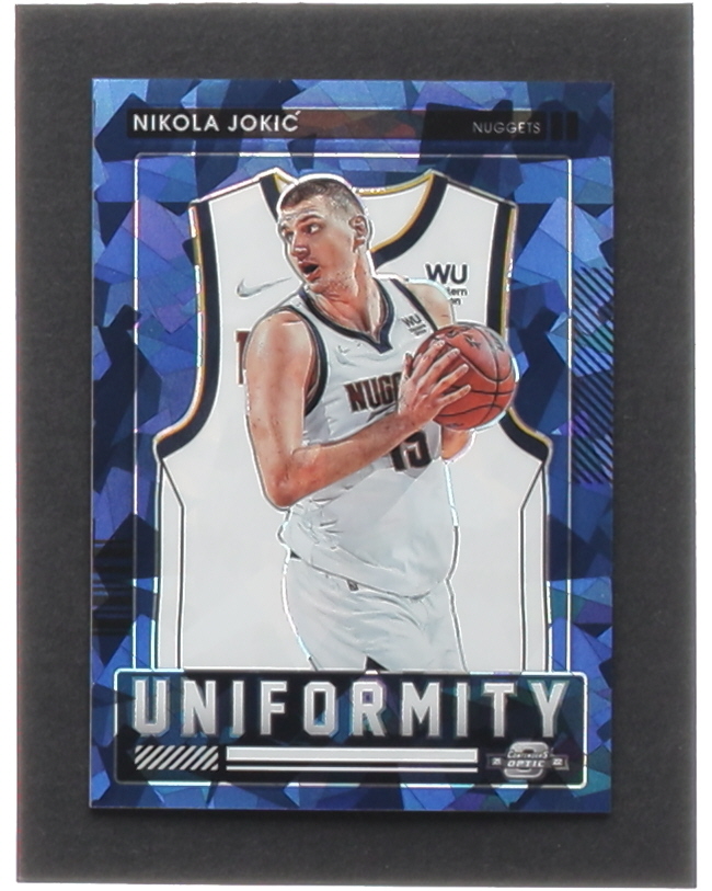 Nikola Jokic 2021-22 Panini Contenders Optic Uniformity Blue Cracked Ice #10 #24/75 at PristineAuction.com Nikola Jokic 2021-22 Panini Contenders Optic Uniformity Blue Cracked Ice #10 #24/75 at PristineAuction.com