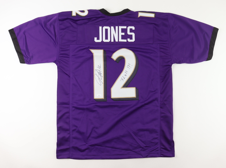 Jacoby Jones Signed Jersey Inscribed "XLVII!!!" (JSA) at PristineAuction.com Jacoby Jones Signed Jersey Inscribed "XLVII!!!" (JSA) at PristineAuction.com