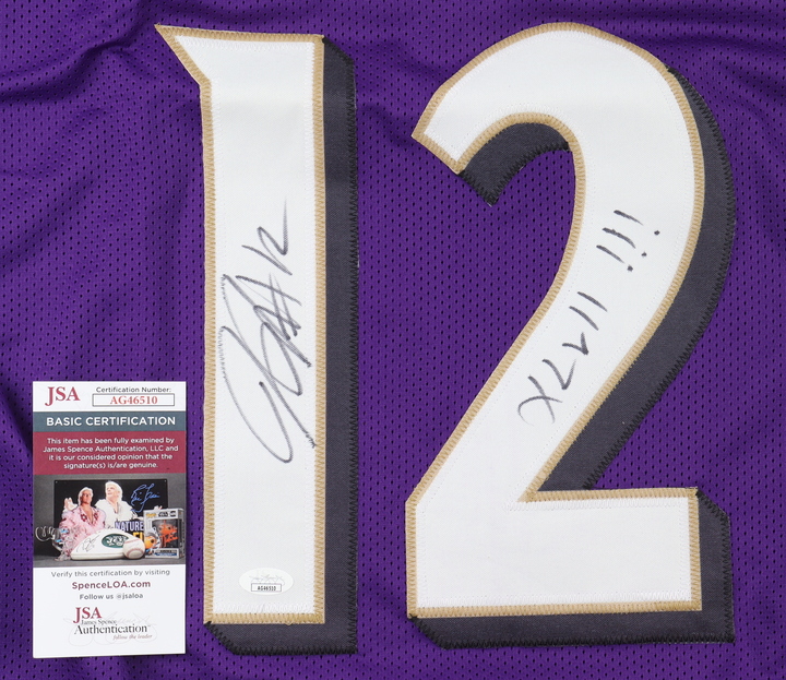 Jacoby Jones Signed Jersey Inscribed "XLVII!!!" (JSA) at PristineAuction.com Jacoby Jones Signed Jersey Inscribed "XLVII!!!" (JSA) at PristineAuction.com