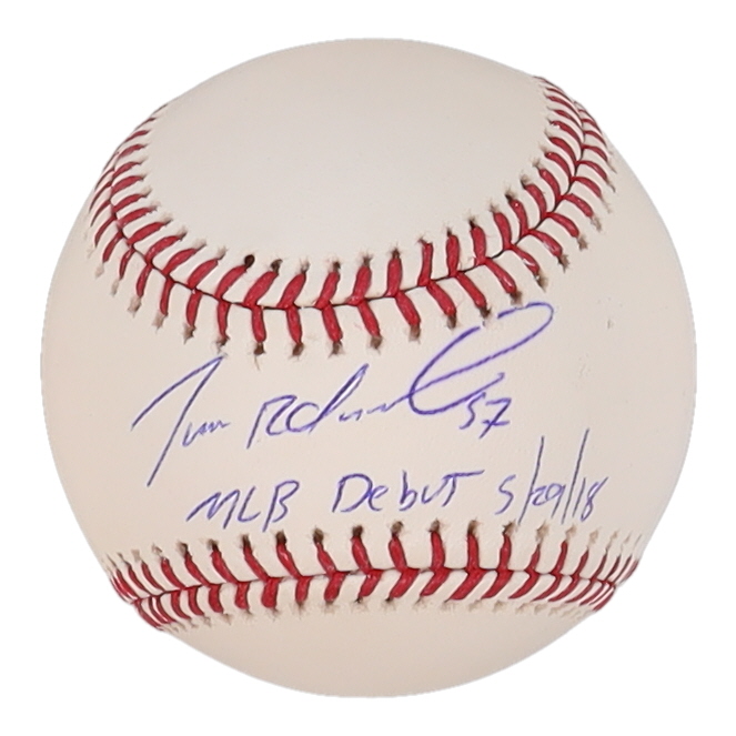 Dereck Rodriguez Signed OML Baseball Inscribed "MLB Debut 5/29/18" (Beckett) at PristineAuction.com Dereck Rodriguez Signed OML Baseball Inscribed "MLB Debut 5/29/18" (Beckett) at PristineAuction.com