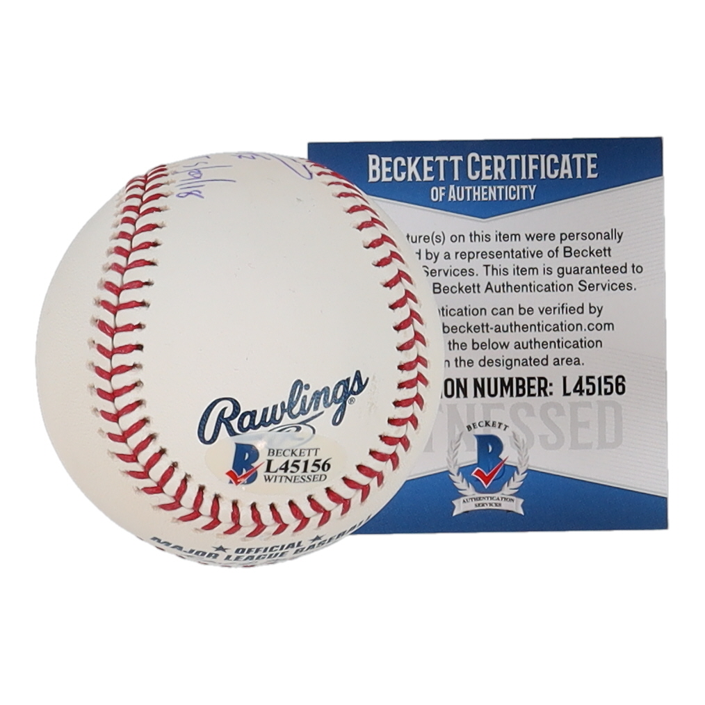 Dereck Rodriguez Signed OML Baseball Inscribed "MLB Debut 5/29/18" (Beckett) at PristineAuction.com Dereck Rodriguez Signed OML Baseball Inscribed "MLB Debut 5/29/18" (Beckett) at PristineAuction.com
