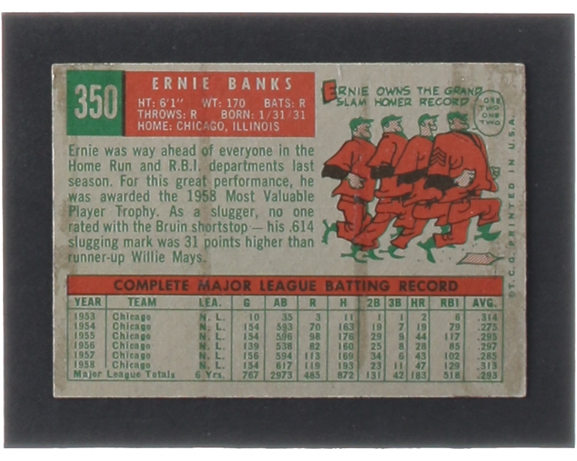 Ernie Banks 1959 Topps #350 at PristineAuction.com Ernie Banks 1959 Topps #350 at PristineAuction.com