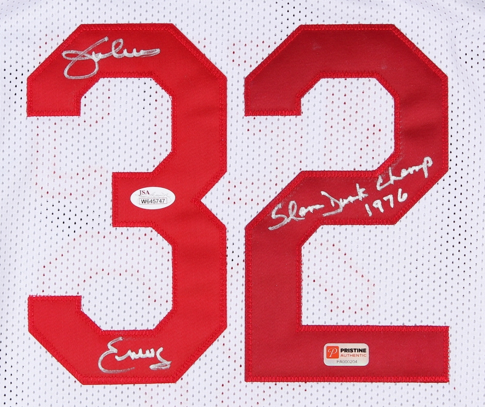 Julius Erving Signed Nets Throwback Jersey Inscribed "Slam Dunk Champ 1976" (JSA COA) at PristineAuction.com Julius Erving Signed Nets Throwback Jersey Inscribed "Slam Dunk Champ 1976" (JSA COA) at PristineAuction.com