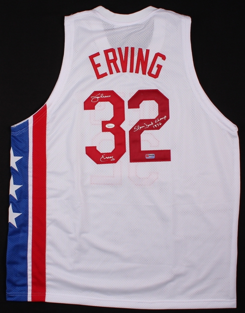 Julius Erving Signed Nets Throwback Jersey Inscribed "Slam Dunk Champ 1976" (JSA COA) Pristine