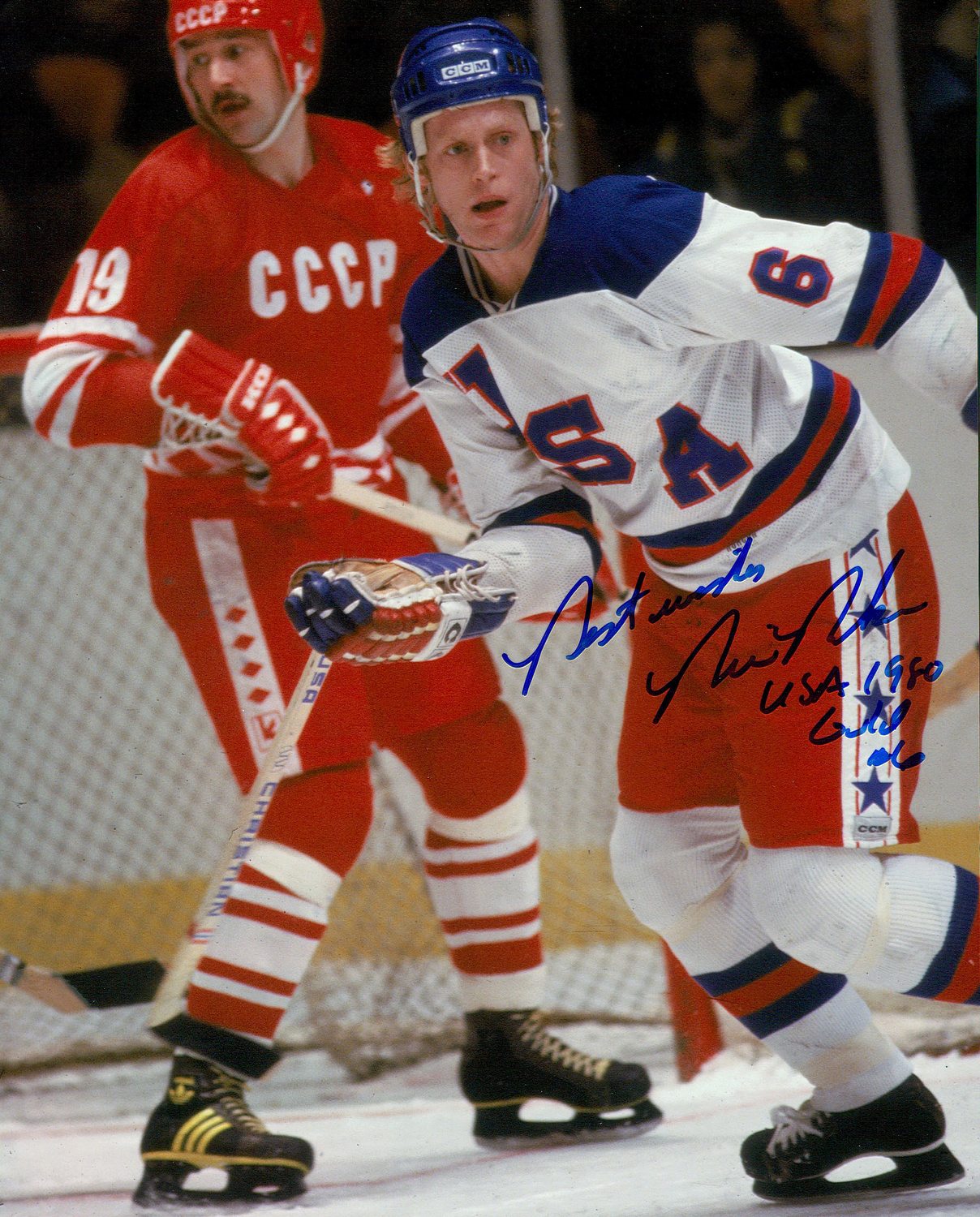 Bill Baker Signed Team USA 8x10 Photo Inscribed "Best Wishes" & "USA 1980 Gold" (PA LOA) at PristineAuction.com Bill Baker Signed Team USA 8x10 Photo Inscribed "Best Wishes" & "USA 1980 Gold" (PA LOA) at PristineAuction.com