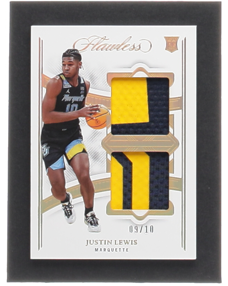 Justin Lewis 2022-23 Panini Flawless Collegiate Dual Patches Gold #12 RC #09/10