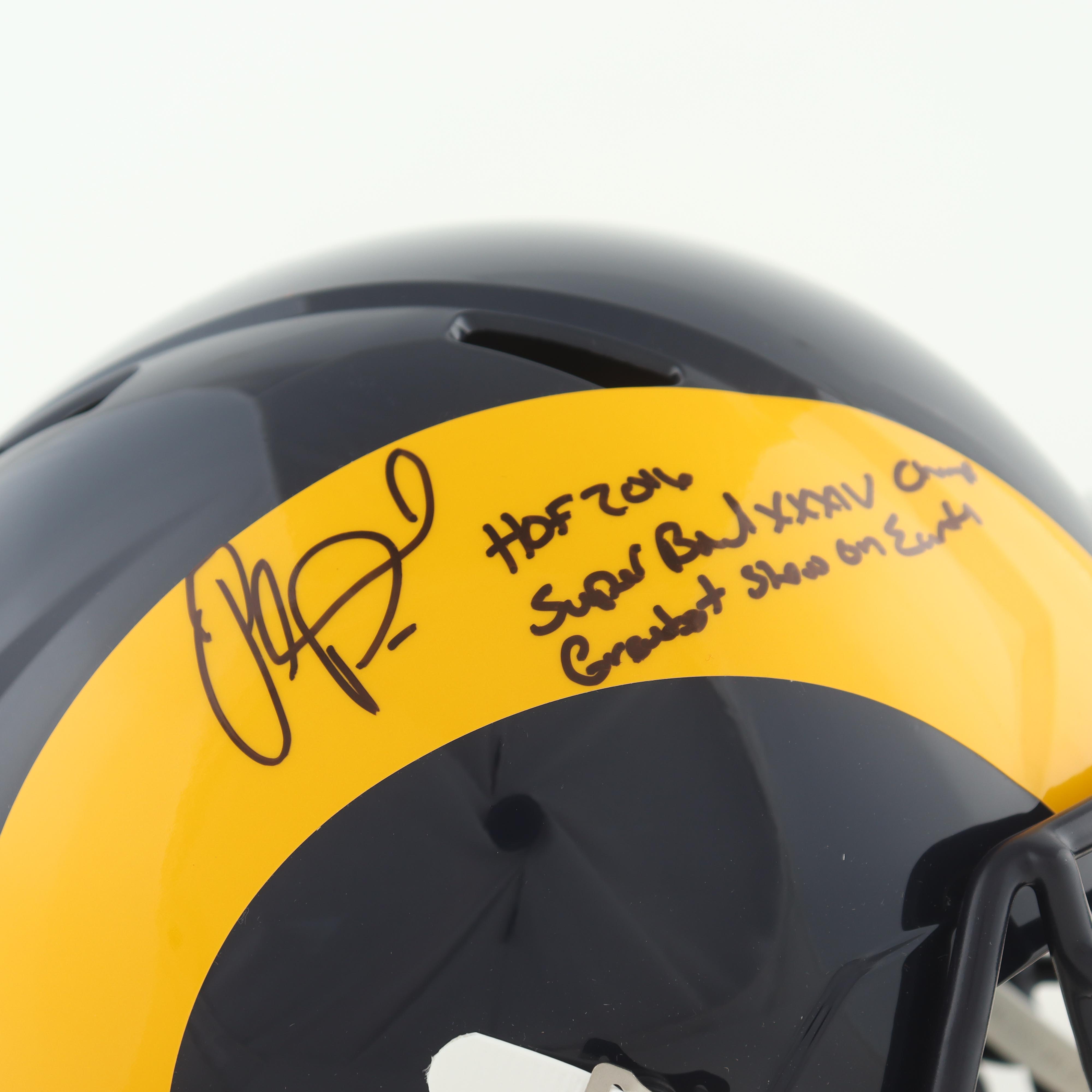 Orlando Pace Signed Rams Full-Size Speed Helmet Inscribed "HOF 2016, Super Bowl XXXIV Champ, Greatest Show on Earth" (Playball Ink) at PristineAuction.com Orlando Pace Signed Rams Full-Size Speed Helmet Inscribed "HOF 2016, Super Bowl XXXIV Champ, Greatest Show on Earth" (Playball Ink) at PristineAuction.com