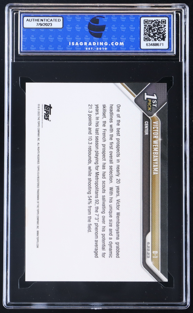Victor Wembanyama 2023 Topps Now #D1 RC (ISA 10) at PristineAuction.com Victor Wembanyama 2023 Topps Now #D1 RC (ISA 10) at PristineAuction.com