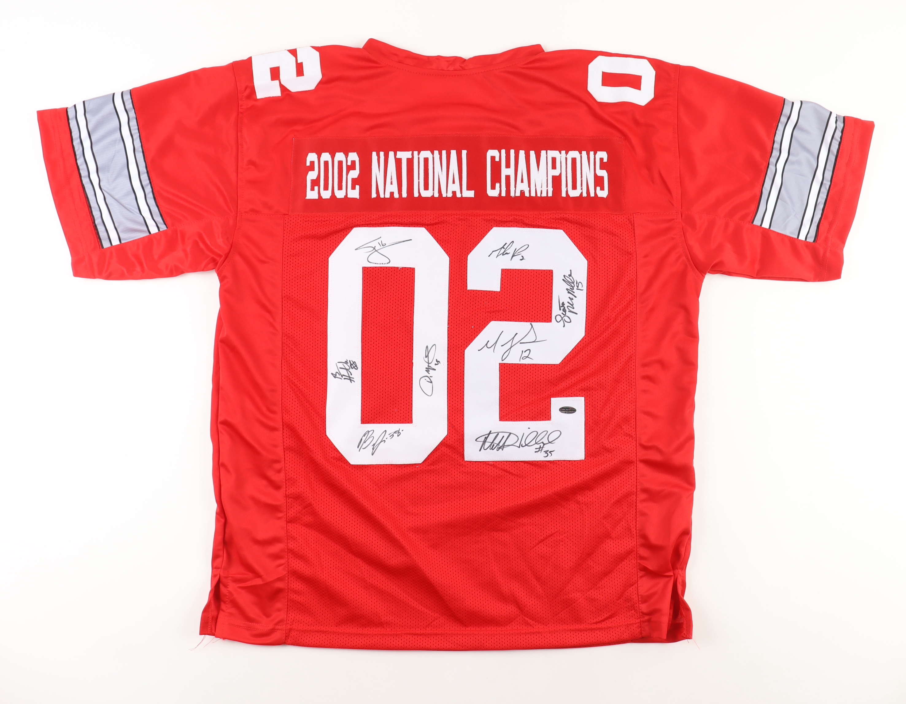 "2002 National Champions" Jersey Signed by (8) with Branden Joe, Donnie Nickey, Ben Hartsock, Craig Krenzel (Playball Ink) at PristineAuction.com "2002 National Champions" Jersey Signed by (8) with Branden Joe, Donnie Nickey, Ben Hartsock, Craig Krenzel (Playball Ink) at PristineAuction.com