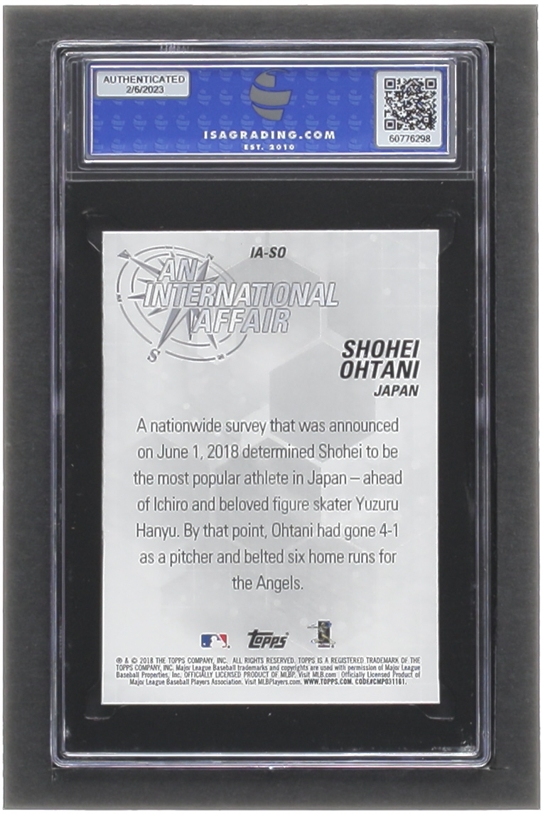 Shohei Ohtani 2018 Topps Chrome Update An International Affair #IASO RC (ISA 10) at PristineAuction.com Shohei Ohtani 2018 Topps Chrome Update An International Affair #IASO RC (ISA 10) at PristineAuction.com