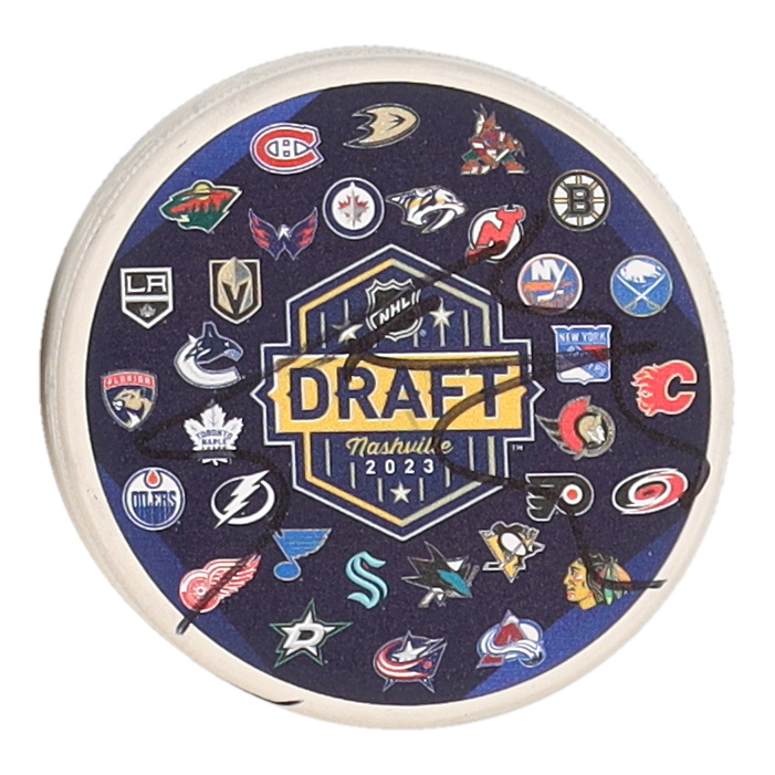Connor Bedard Signed 2023 NHL Draft Logo Hockey Puck (JSA) at PristineAuction.com Connor Bedard Signed 2023 NHL Draft Logo Hockey Puck (JSA) at PristineAuction.com