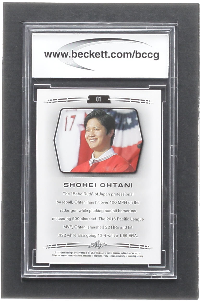 Shohei Ohtani 2018 Leaf Ohtani Retail #01 (BCCG 10) at PristineAuction.com Shohei Ohtani 2018 Leaf Ohtani Retail #01 (BCCG 10) at PristineAuction.com