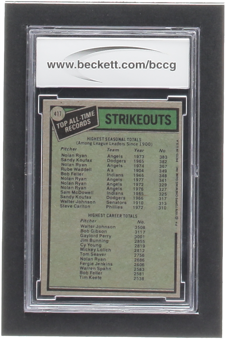 Nolan Ryan DP / Walter Johnson 1979 Topps #417 (BCCG 10) at PristineAuction.com Nolan Ryan DP / Walter Johnson 1979 Topps #417 (BCCG 10) at PristineAuction.com