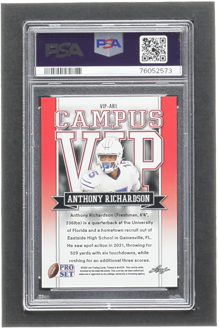Anthony Richardson 2022 Leaf Pro Set Draft Metal Campus VIP Silver Crystal #VIPAR1 RC (PSA 10) at PristineAuction.com Anthony Richardson 2022 Leaf Pro Set Draft Metal Campus VIP Silver Crystal #VIPAR1 RC (PSA 10) at PristineAuction.com