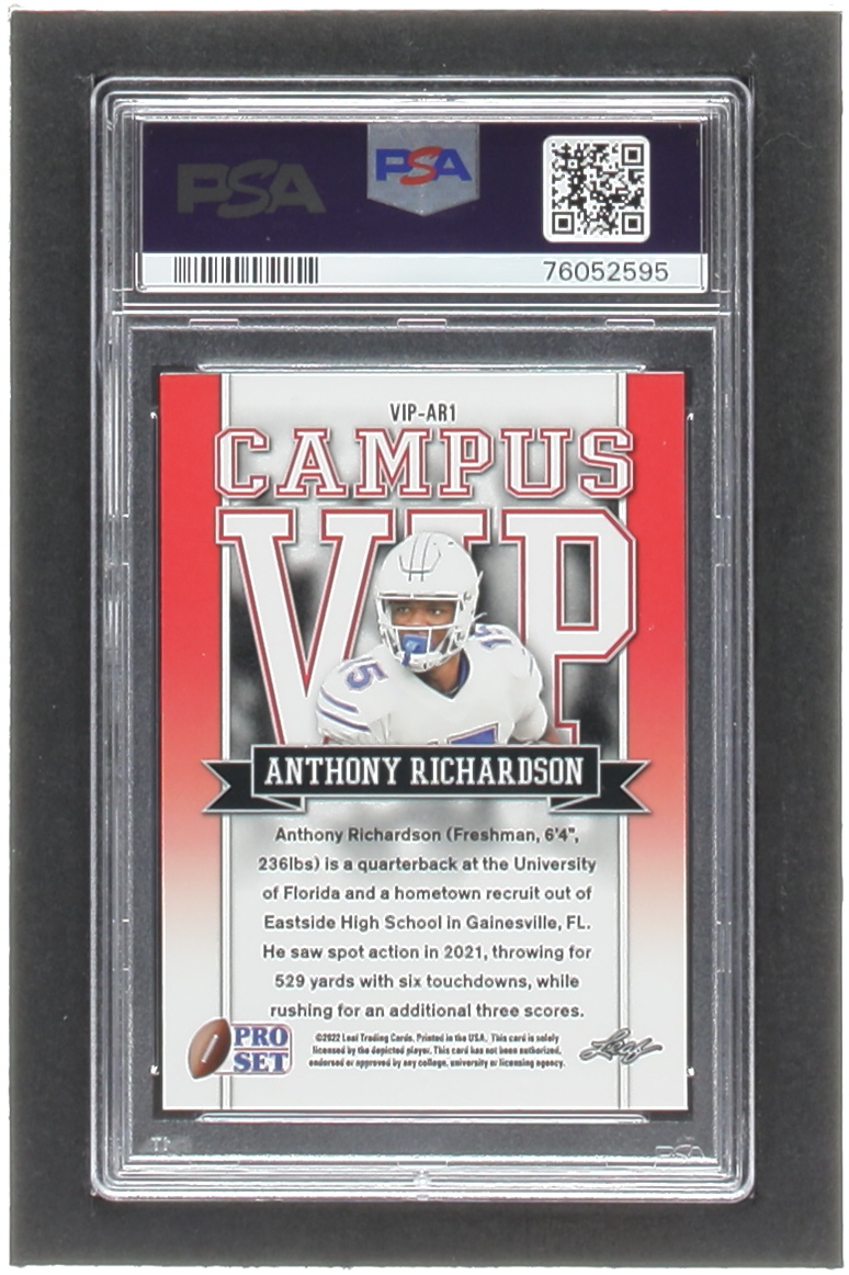 Anthony Richardson 2022 Leaf Pro Set Draft Metal Campus VIP Blue Mojo #VIPAR1 RC (PSA 10) at PristineAuction.com Anthony Richardson 2022 Leaf Pro Set Draft Metal Campus VIP Blue Mojo #VIPAR1 RC (PSA 10) at PristineAuction.com