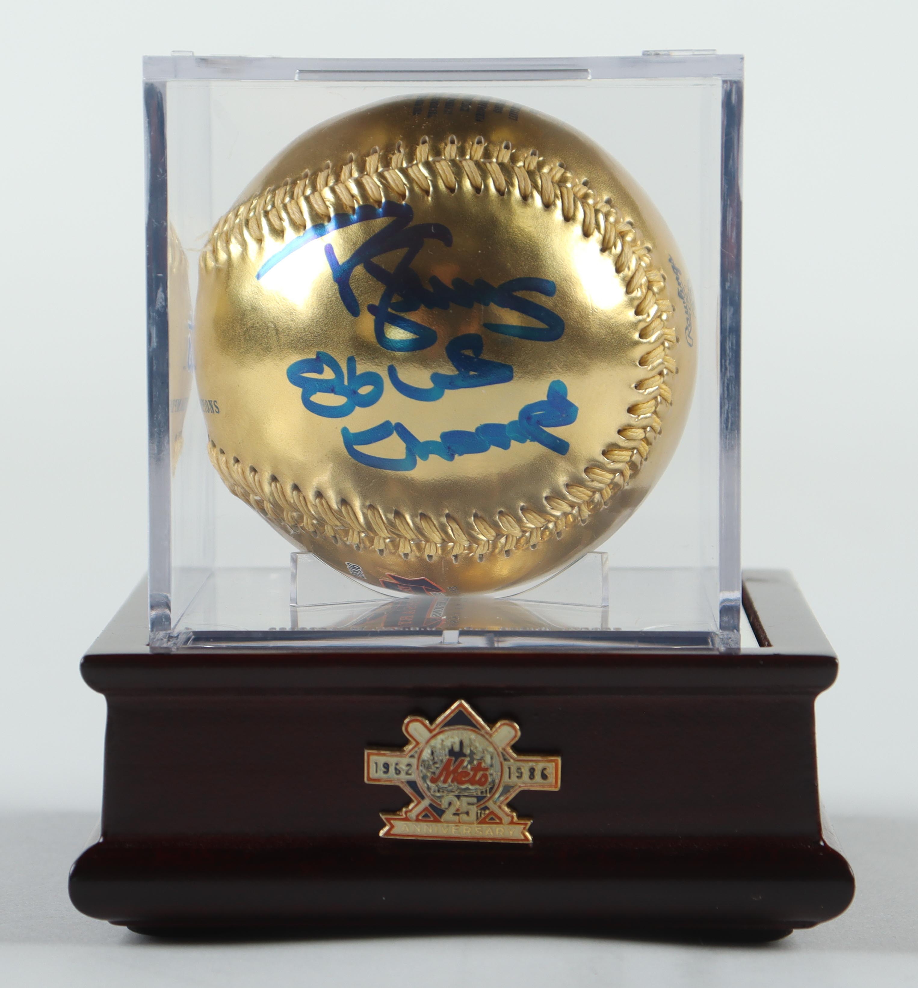 Darryl Strawberry Signed Mets 20th Anniversary Commemorative Gold Baseball Inscribed "86 WS Champs" (PSA) at PristineAuction.com Darryl Strawberry Signed Mets 20th Anniversary Commemorative Gold Baseball Inscribed "86 WS Champs" (PSA) at PristineAuction.com