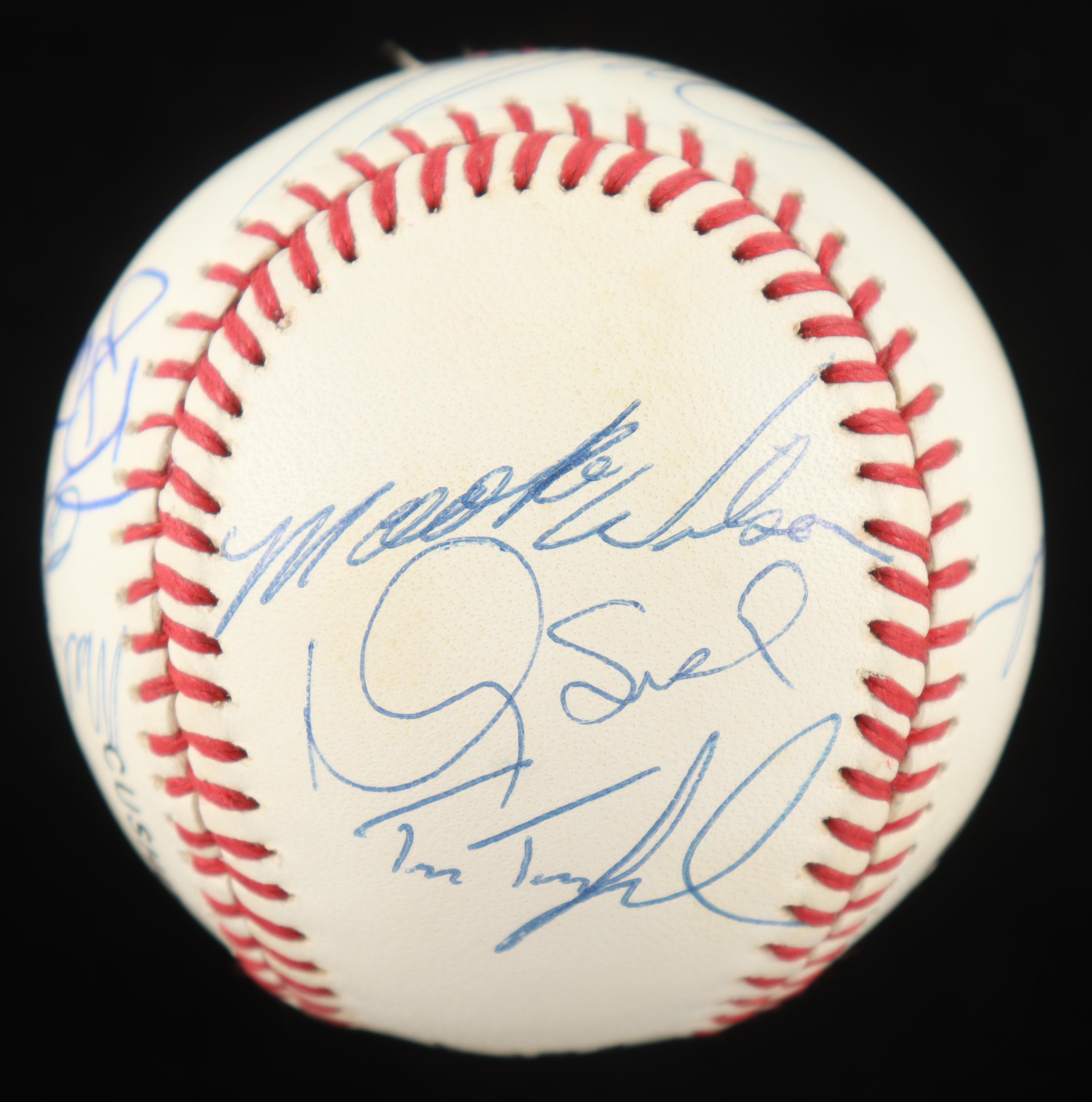 1986 Mets Reunion ONL Baseball Signed By (11) with Darryl Strawberry, Dwight Gooden, Davey Johnson (PSA) at PristineAuction.com 1986 Mets Reunion ONL Baseball Signed By (11) with Darryl Strawberry, Dwight Gooden, Davey Johnson (PSA) at PristineAuction.com