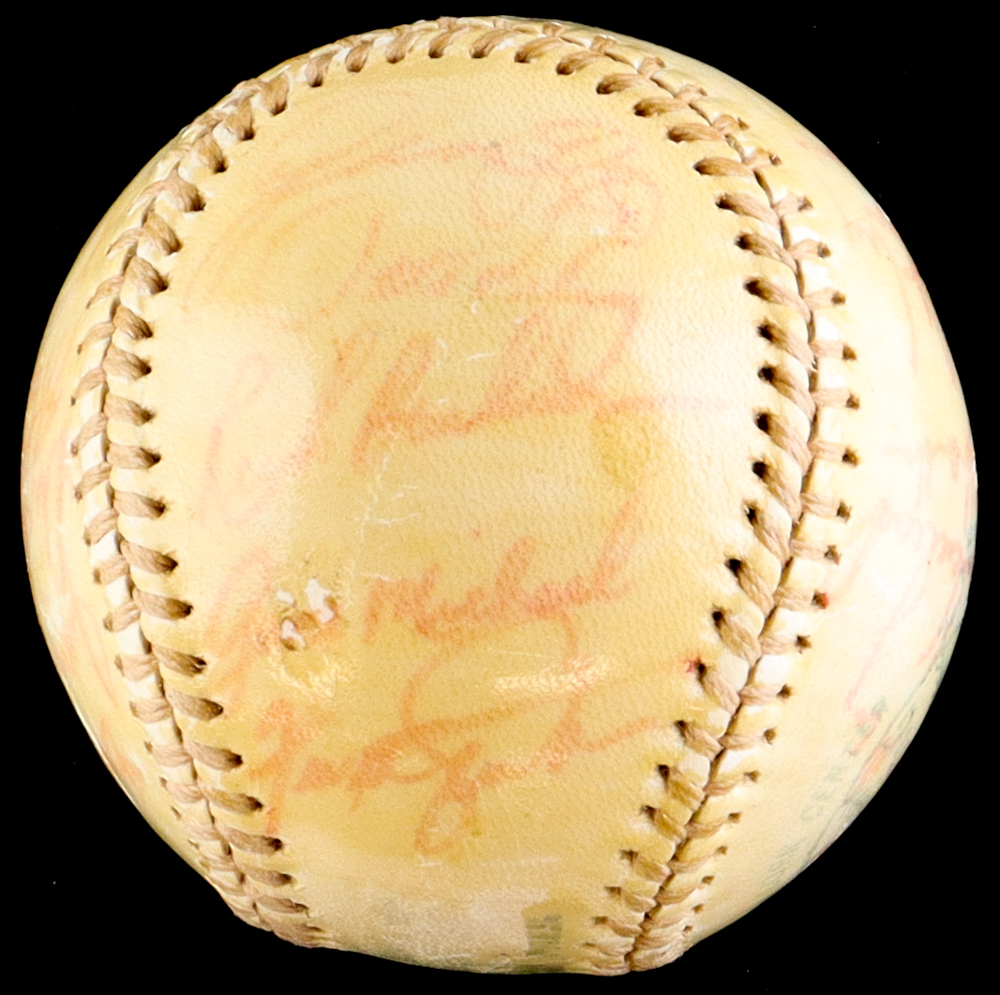 OAL Baseball Signed by (20) with Yogi Berra, Ferguson Jenkins, Jim Ric, Fran Healy (Beckett) at PristineAuction.com OAL Baseball Signed by (20) with Yogi Berra, Ferguson Jenkins, Jim Ric, Fran Healy (Beckett) at PristineAuction.com
