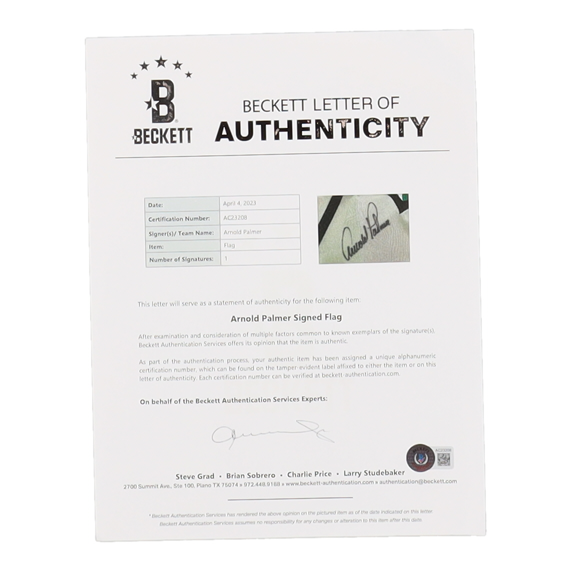 Arnold Palmer Signed Bay Hill Invitational Golf Pin Flag (Beckett) at PristineAuction.com Arnold Palmer Signed Bay Hill Invitational Golf Pin Flag (Beckett) at PristineAuction.com