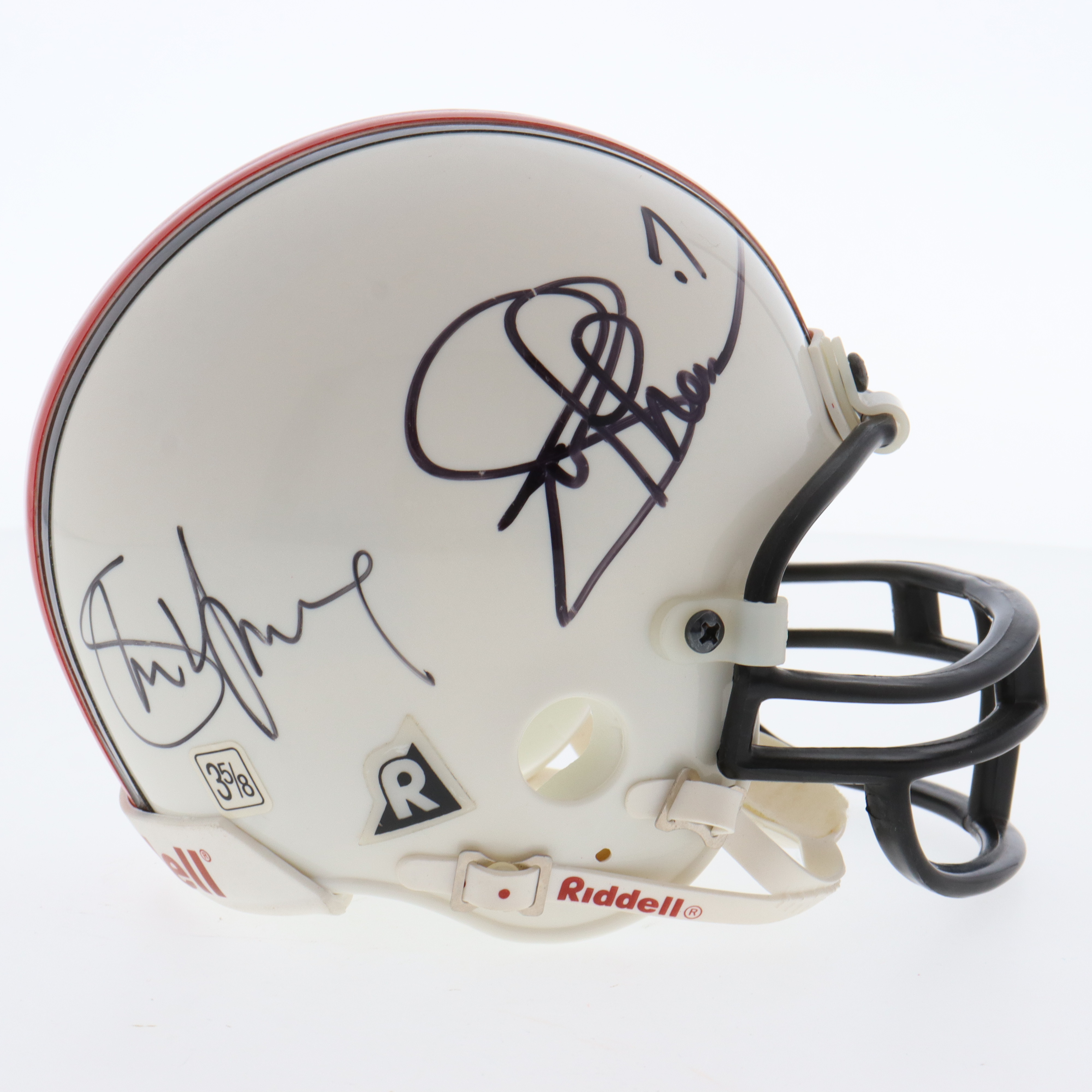Joe Theismann & Steve Young Signed Hall of Fame Logo Mini Helmet (JSA) at PristineAuction.com Joe Theismann & Steve Young Signed Hall of Fame Logo Mini Helmet (JSA) at PristineAuction.com